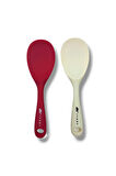 silikon yanmaz yapışmaz kaşık seti 2'li beyaz-koyupembe