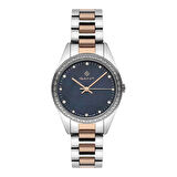 Gant GT077004Y Kadın Kol Saati | 34 mm Lacivert Kadranlı, Taş Detaylı, Silver-Gold Çelik Kordon