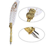 Kişiye Özel  Kendine Zaman Tanı Tasarımlı Baykuş Desenli Tüylü Divit Kalem Set