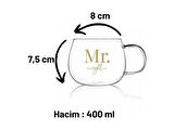 Mr.right (ERKEK HAKLI) Model Kulplu Borosilikat Cam Bardak Kupa 400ml