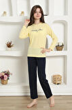 Moda Kız Çocuk Penye Pijama Takım Sarı