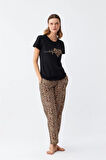 Moda Kadın Penye Kısa Kol Pijama Takım 4128