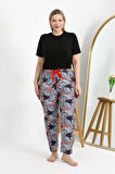 Moda Kadın Pamuklu Büyük Beden Alt Pijama Somon