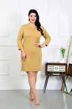 Moda Kadın Büyük Beden Penye Gecelik Ev Elbisesi Hardal