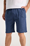 Moda Erkek Cepli Pamuk Penye Şort Lacivert
