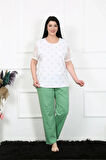 Moda Kadın 5XL-6XL-7XL-8XL Büyük Beden Kısa Kol Pijama Takım Beyaz