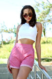 Moda Şort Crop Pembe Takım