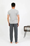 Moda Erkek Pamuk Kısa Kol Pijama Takım Gri