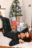 Moda Merry Christmas  Polar Kadın Pijama Takımı Siyah