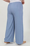 Moda Kadın Büyük Beden Bürümcük Pantolon  Mavi