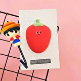 Kişiye Özel Sevimli Çilek Squishy Defter ve Silikon Kalemlik Squishy Jel Mürekkep Kalem
