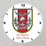 Türk Silahlı Kuvvetleri Logolu Kişiye Özel Cam Saat | 20x20 Duvar Saati