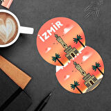 İzmir Tasarımlı 2’li MDF Bardak Altlığı Seti