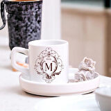 Kişiye Özel Harfli & İsimli 2’li Türk Kahvesi Fincan Takımı – Vintage Çerçeve