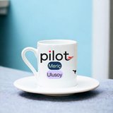 Kişiye Özel İsimli Pilot Tasarımlı Türk Kahvesi Fincanı – Pilotlara Özel Hediye