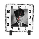 Atatürk Temalı Masa Üstü Taş Saat 20 x 20 cm