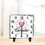 Firmalara Özel Logolu  Masa Üstü Taş Saat 20 x 20 cm