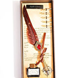 Kişiye Özel Retro Tüylü Divit Kalem Seti - Özel Kutulu Yazı Kalemi ve Mürekkep Seti