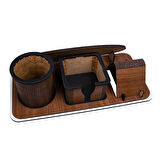 Askeri Personele Özel Logolu Ahşap Masa Üstü İsimlik | Kalemlik ve Kartvizitlikli