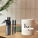 Kişiye Özel İsim Yazılı Kupa ve Kalem Seti | Şık Hediye Kutulu Ofis Seti