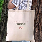 Mutlu Yıllar Tasarımlı Bez Çanta – Yeni Yıl Temalı Hediyelik Omuz Çantası
