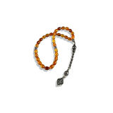 Fosilli Kehribar Taşlı Gümüş Tespih