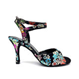 𝐀𝐋𝐌𝐄𝐑𝐎𝐀 | 𝐆𝐄𝐋𝐓𝐎𝐍𝐘® Çiçek Desenli Brokar Kumaş El Yapımı Kadın Topuklu Ayakkabı • Tango • Düğün • Gece