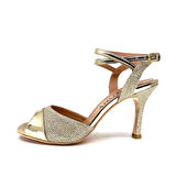 𝐀𝐔𝐑𝐄𝐋𝐈𝐀 | 𝐆𝐄𝐋𝐓𝐎𝐍𝐘® Altın Simli & Parlak Detaylı El Yapımı Kadın Topuklu Ayakkabı • Tango • Düğün • Gece