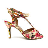 𝐂𝐀𝐌𝐄𝐋𝐈𝐀 | 𝐆𝐄𝐋𝐓𝐎𝐍𝐘® Çiçek Desenli & Altın Parıltılı El Yapımı Kadın Topuklu Ayakkabı • Tango • Düğün • Gece • Özel Davet