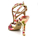 𝐂𝐀𝐌𝐄𝐋𝐈𝐀 | 𝐆𝐄𝐋𝐓𝐎𝐍𝐘® Çiçek Desenli & Altın Parıltılı El Yapımı Kadın Topuklu Ayakkabı • Tango • Düğün • Gece • Özel Davet