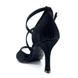 𝐄𝐋𝐋𝐀𝐍𝐎𝐀 | 𝐆𝐄𝐋𝐓𝐎𝐍𝐘® Siyah Süet Çapraz Bantlı El Yapımı Kadın Topuklu Ayakkabı • Tango • Düğün • Gece