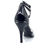 𝐎𝐏𝐄𝐒𝐒𝐀 | 𝐆𝐄𝐋𝐓𝐎𝐍𝐘® Siyah Rugan & Şeffaf Bantlı El Yapımı Kadın Topuklu Ayakkabı • Tango • Gece • Düğün