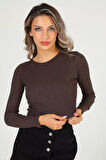 Kadın Bisiklet Yaka Kaşkorse Crop Body Bluz