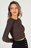 Kadın Bisiklet Yaka Kaşkorse Crop Body Bluz