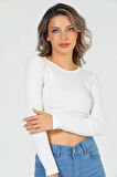 Kadın Bisiklet Yaka Kaşkorse Crop Body Bluz