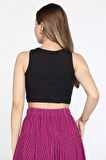 Bisiklet Yaka Kaşkorse Crop Top Büstiyer Bluz
