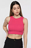 Bisiklet Yaka Kaşkorse Crop Top Büstiyer Bluz