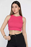 Bisiklet Yaka Kaşkorse Crop Top Büstiyer Bluz