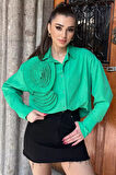 Gül Detaylı Tarz Kadın Gömlek