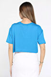Bisiklet Yaka Oversize Basic Crop Top Tişört