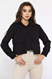 Cepli Salaş Crop Top Gömlek