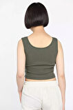 Kalın Askılı Likralı Kadın Kaşkorse Crop Tops Bluz