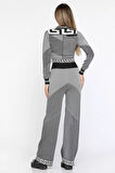 Desenli Crop Bluz Pantolon Triko İkili Takım (s-m Beden Uyumludur)