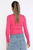 Kaşkorse Likralı Ön Çıtçıtlı Crop Top Bluz