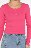 Kaşkorse Likralı Ön Çıtçıtlı Crop Top Bluz