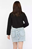 Oysho Kumaş Fermuar Detaylı Kadın Crop Top Sweatshirt