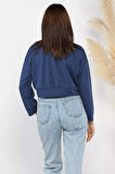 Oysho Kumaş Fermuar Detaylı Kadın Crop Top Sweatshirt