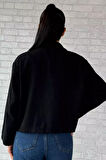 Çift Cepli Crop Top Kaşe Mont