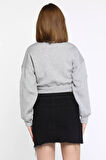 Fermuarlı Crop Top Sweatshirt