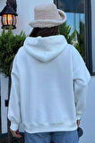 Kadın Kapüşonlu Renkli Şeritli Şardonlu Sweatshirt